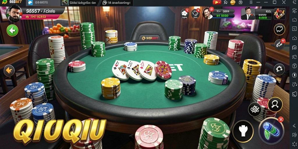 Tampilan gameplay QiuQiu yang menarik di 988BET.