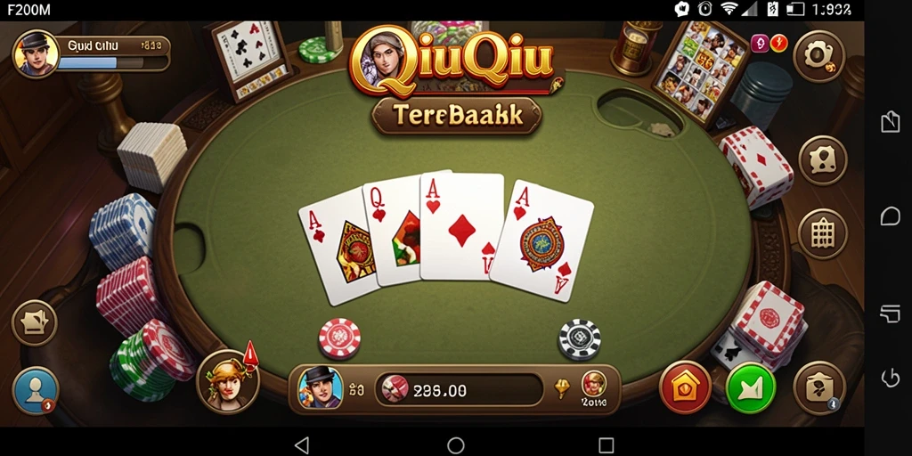 Screenshot gameplay F200M menampilkan aksi seru permainan QiuQiu.