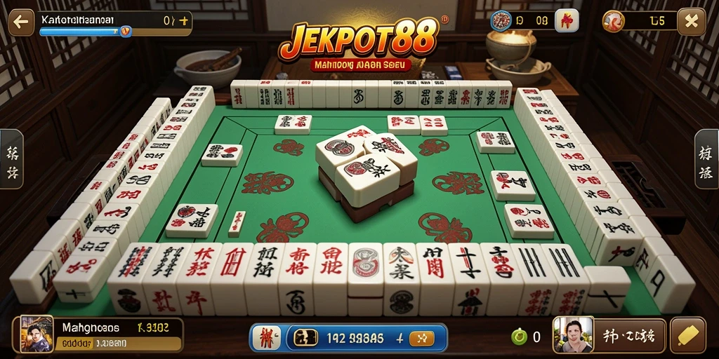 Tampilan gameplay seru JEKPOT88 dalam permainan Mahjong yang menarik.