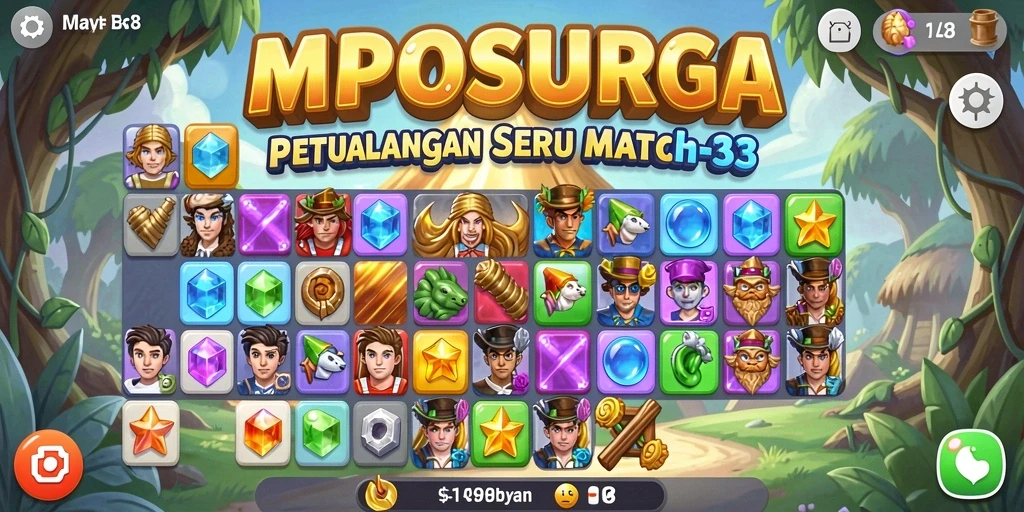 Tampilan gameplay seru dalam MPOSURGA yang penuh warna.
