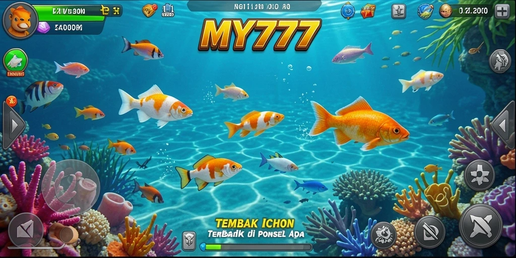 Tampilan gameplay seru dalam permainan Tembak Ikan MY777.