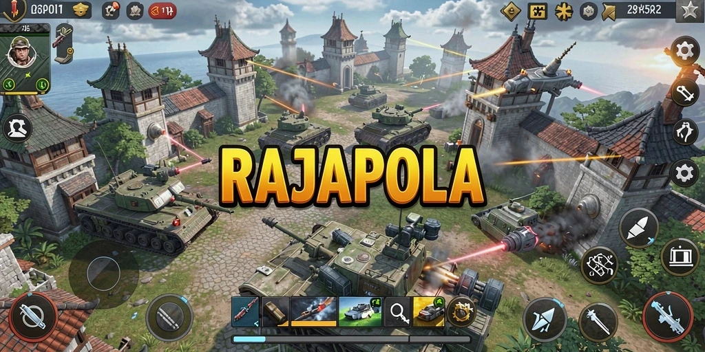 Tangkapan layar gameplay RAJAPOLA yang menampilkan aksi seru.