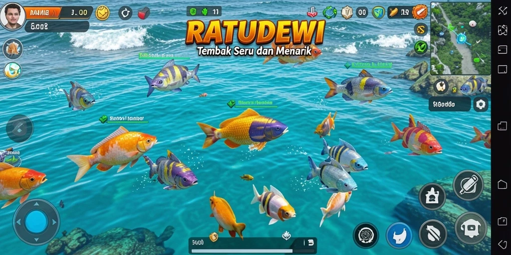 Tangkapan ikan yang beragam dan grafis yang menarik