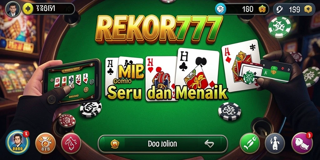 Tampilan menarik dari gameplay <strong>REKOR777</strong> dengan suasana Domino yang seru.