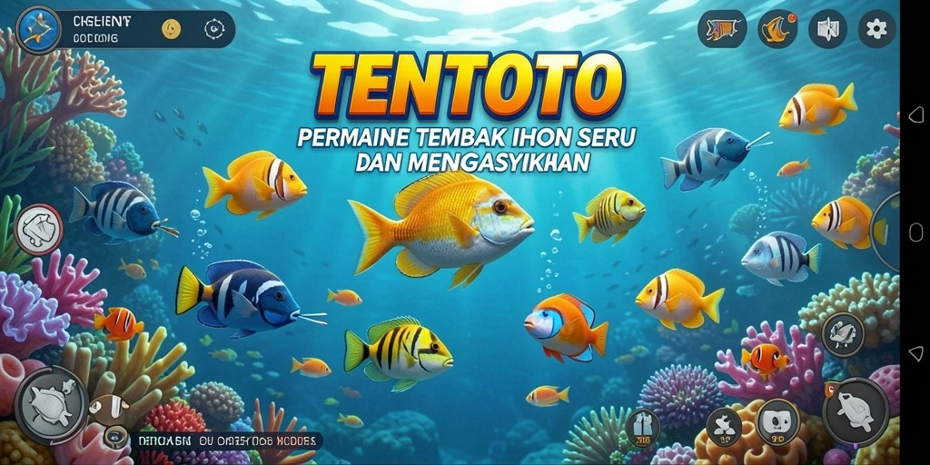 Tampilan permainan TENTOTO dengan grafik menembak ikan yang memikat.