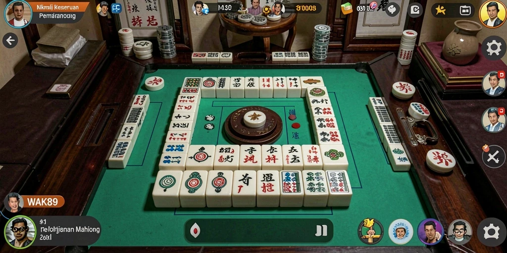 Tangkapan layar WAK89 menampilkan aksi permainan Mahjong yang mendebarkan.
